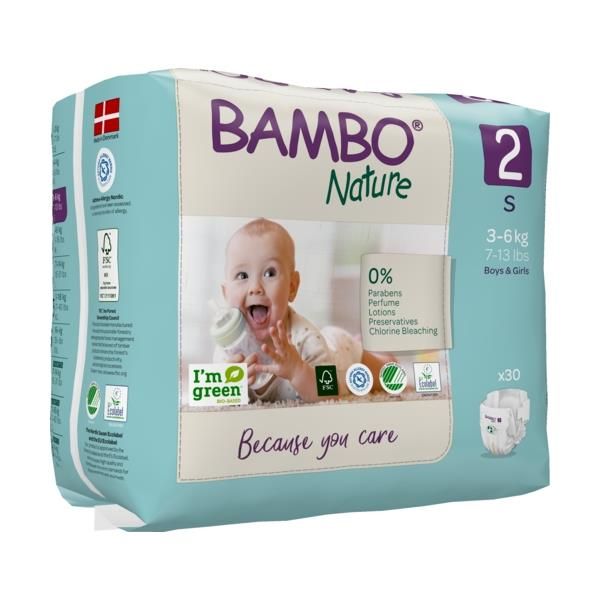 Bambo Nature Premium Eco Diapers, Size 2 (3-6 kg)