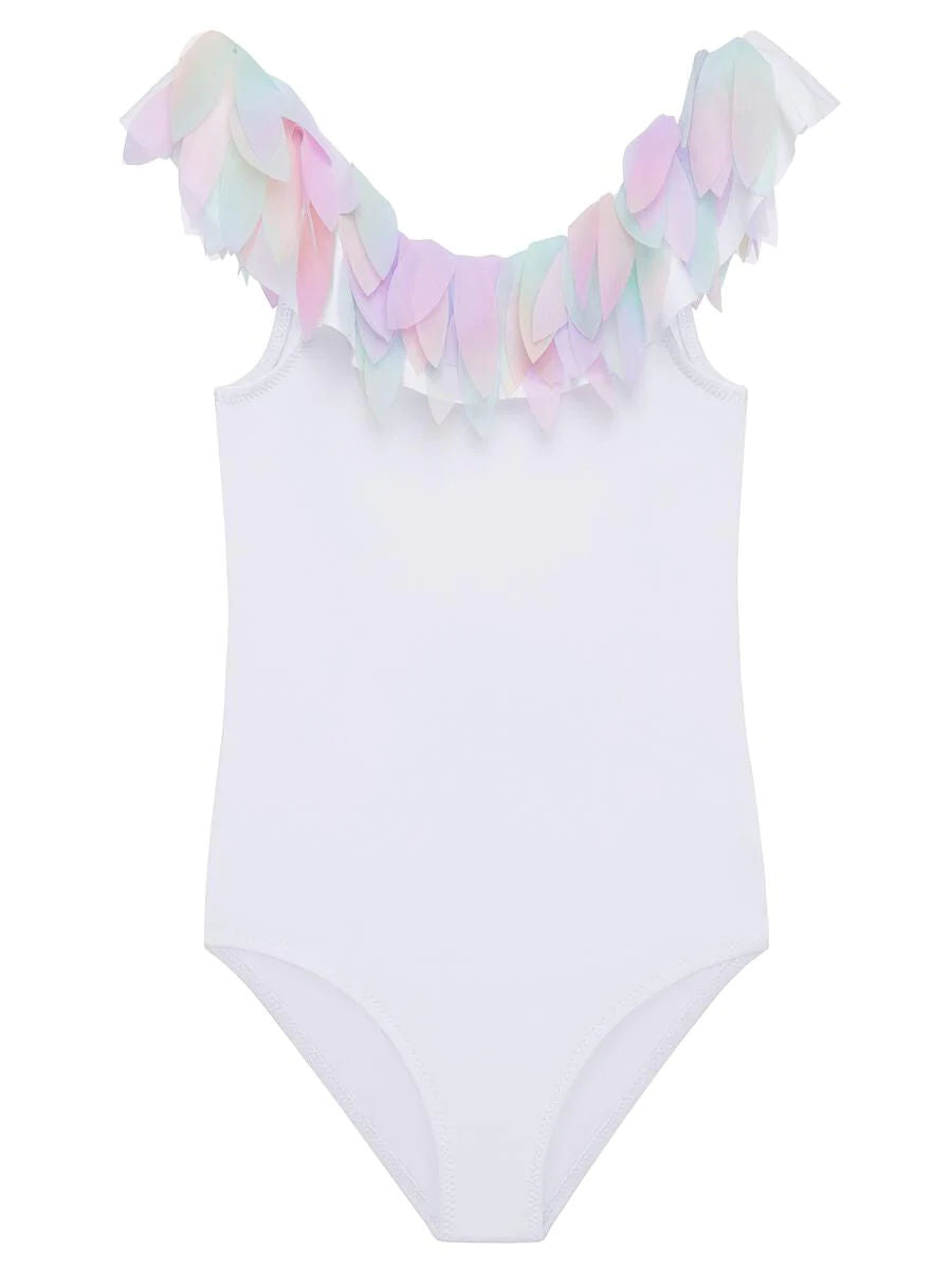 Multicolor Petal Ruffle Swimsuit for Girls