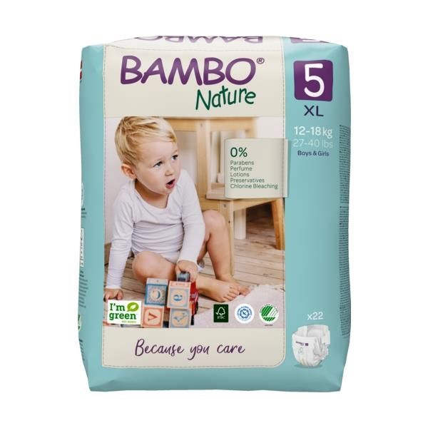 Bambo Nature Premium Eco Diapers, Size 5 (12-18kg)