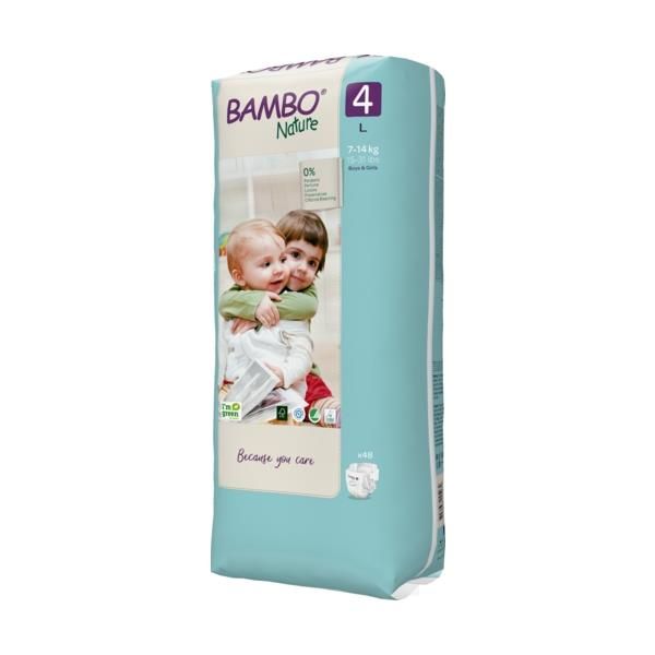 Bambo Nature Premium Eco Diapers Size 4 (7-14 KG) Tall Pack of 48