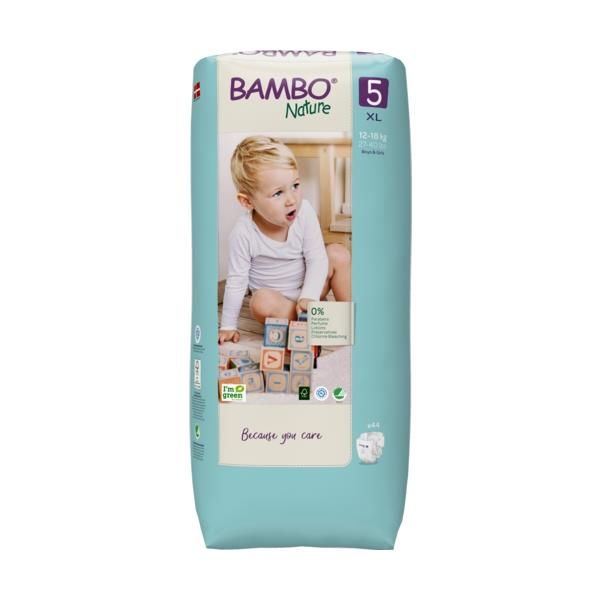 Bambo Nature Premium Eco Diapers Size 5 (12-18 KG) Tall Pack of 44