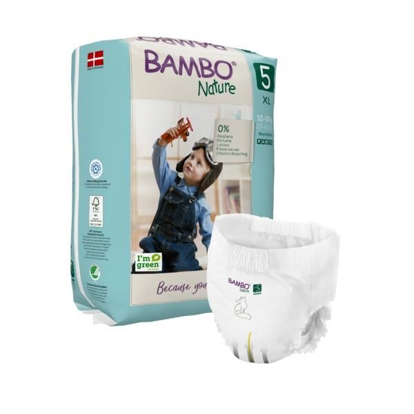 Bambo Nature Premium Eco Diapers Pants - Size 5 (12-18KG) Pack of 19 pcs