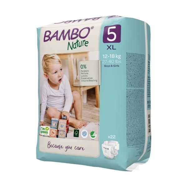 Bambo Nature Premium Eco Diapers, Size 5 (12-18kg)