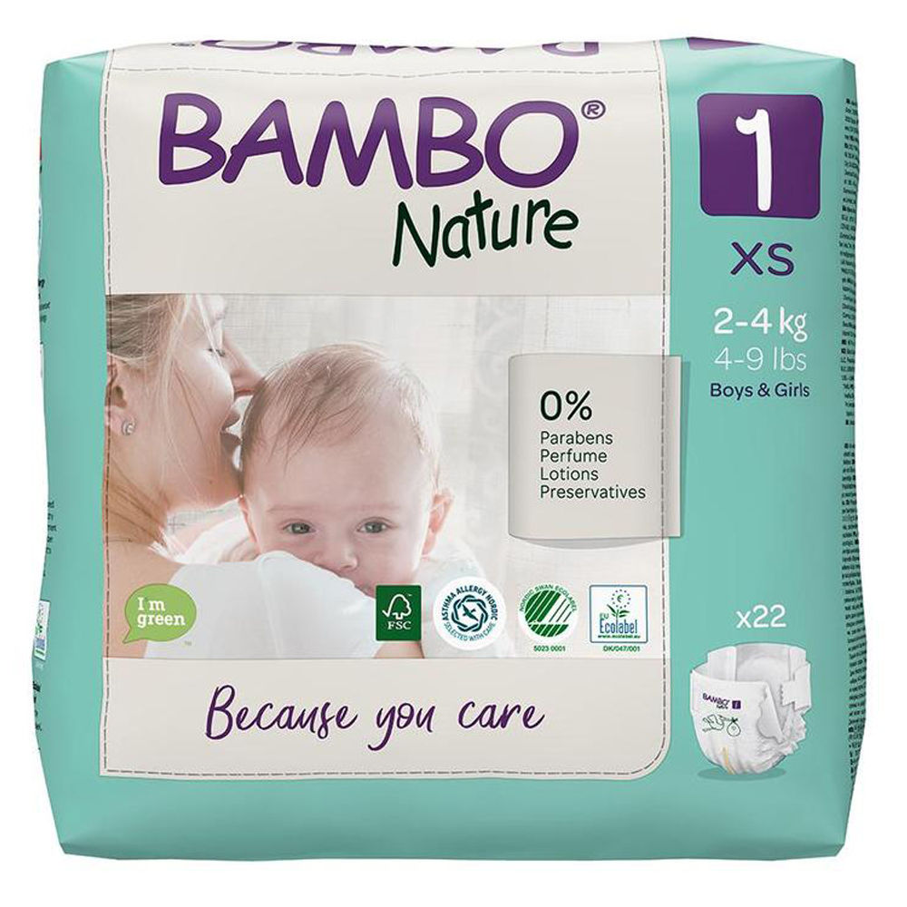 Bambo Nature Premium Eco Diapers, Size 1 (2-4kg)