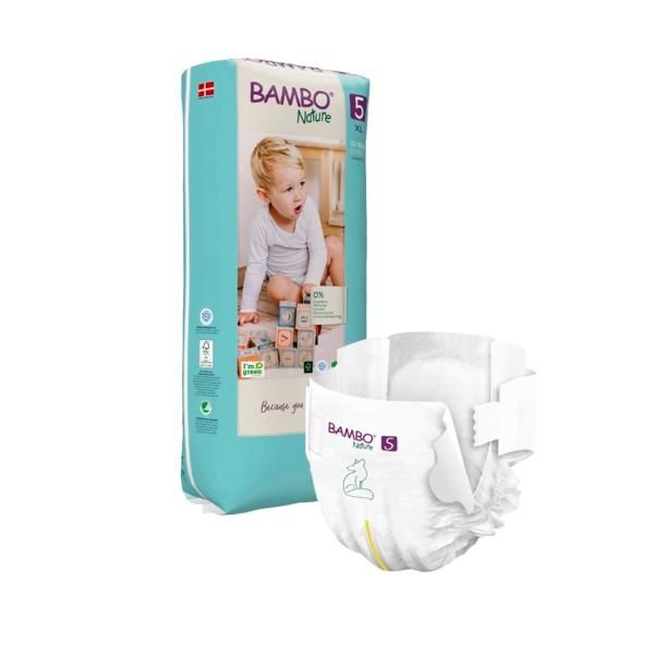 Bambo Nature Premium Eco Diapers Size 5 (12-18 KG) Tall Pack of 44