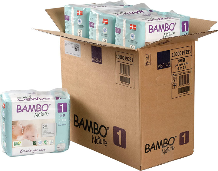 Bambo Nature Premium Eco Diapers, Size 1 (2-4kg)