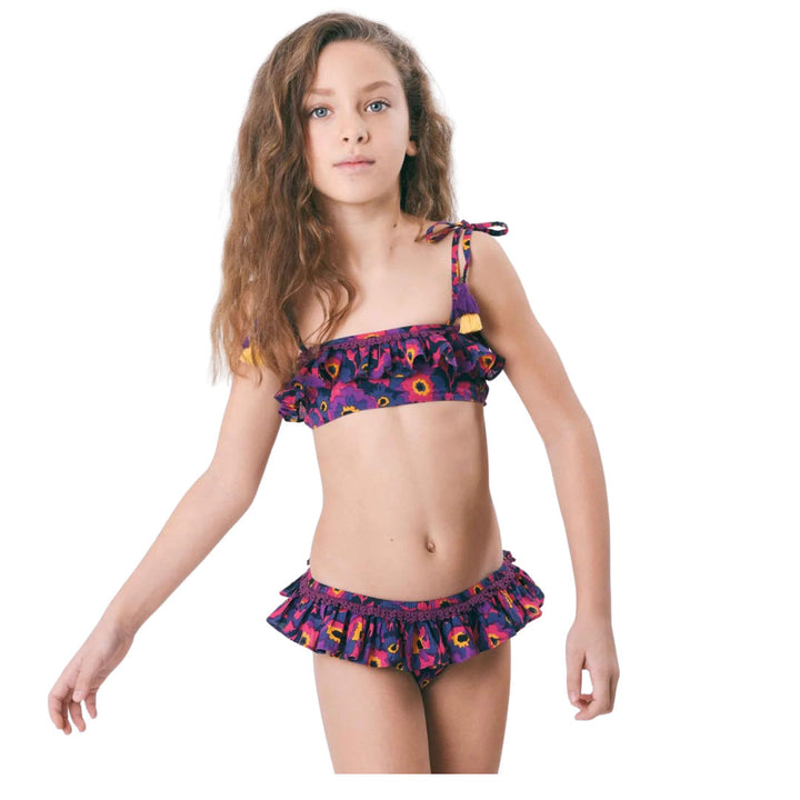 Violet Floral swimsuit with frills – Coco