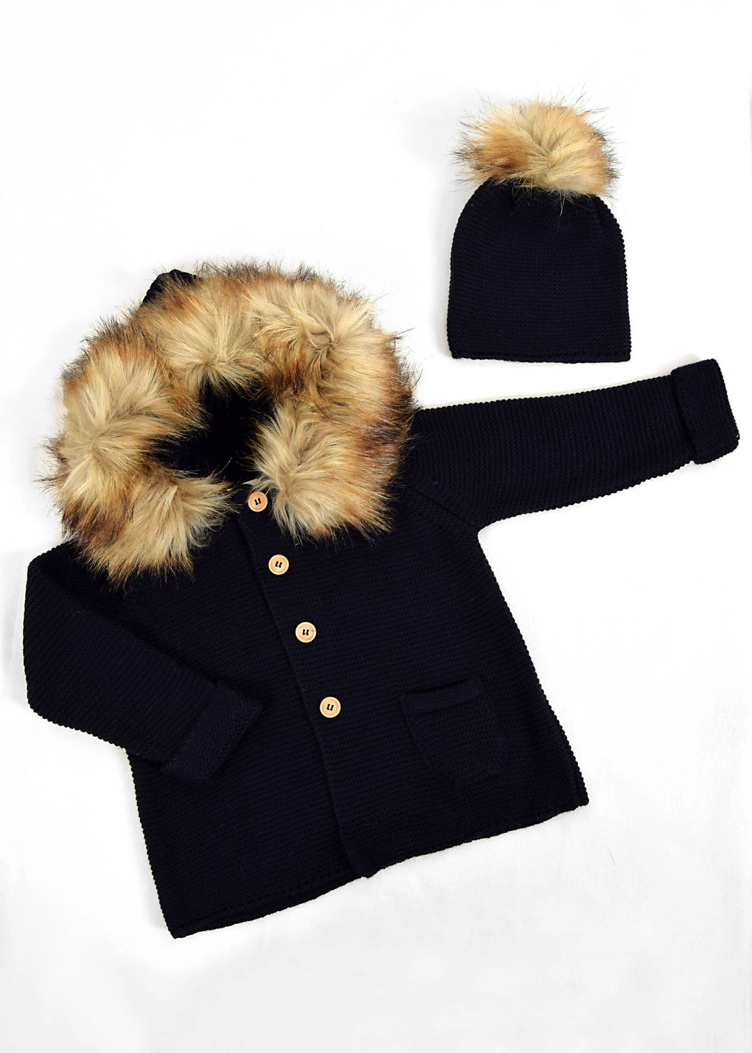 Coat with Natural Fur Hoodie With Natural Fur Cap