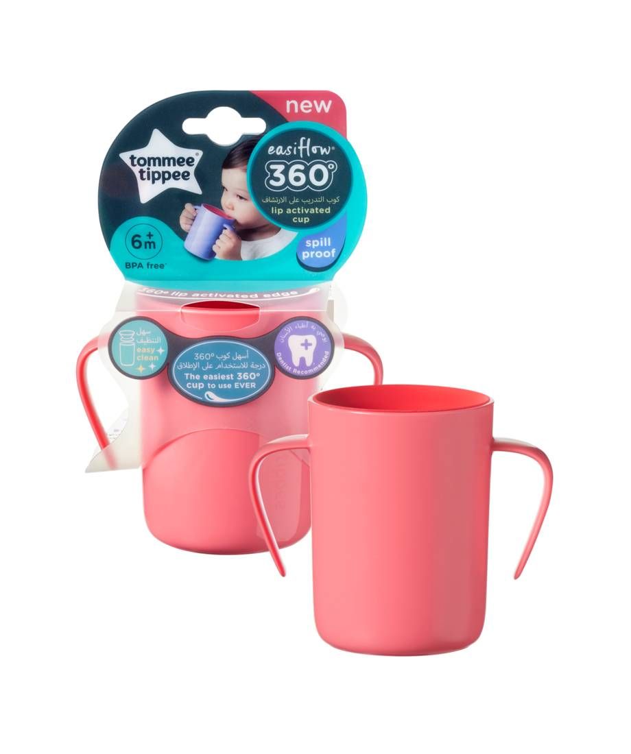 Tommee Tippee Easy-Flow 360 Handled Cup Pink 6+m