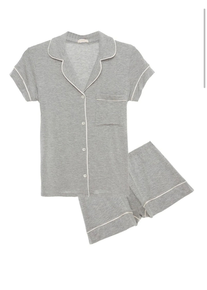 GISELE SHORT PJ SET HEATHER GREY/SORBET PINK