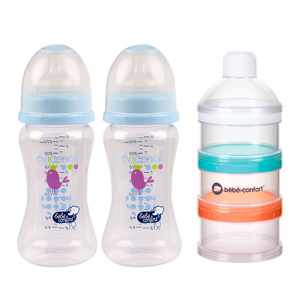 Bebeconfort Feeding Bottles 2 pcs 270 ml + 1 Milk Measure Set