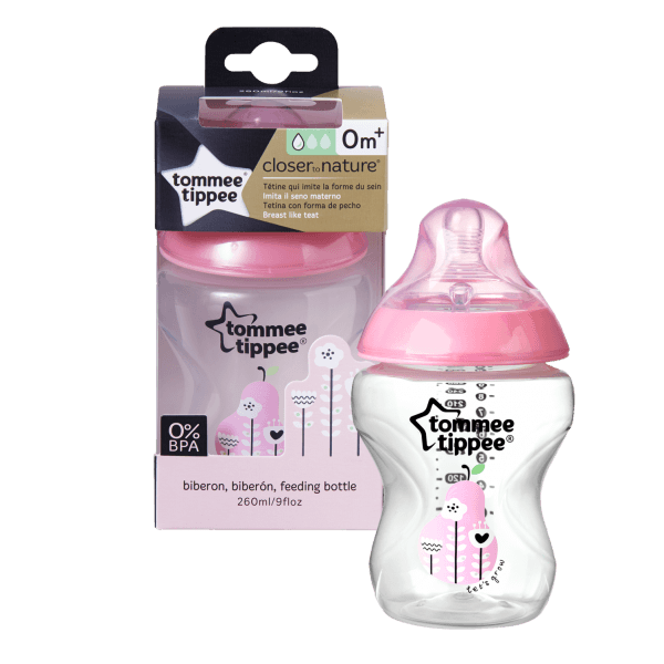 Tommee Tippee Easi-Vent Decorative Feeding Bottle 260ml Pink