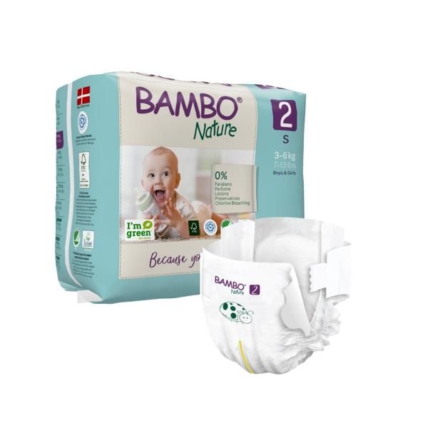 Bambo Nature Premium Eco Diapers, Size 2 (3-6 kg)