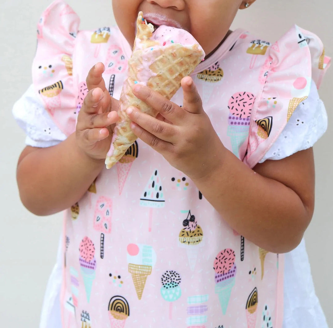Pink Ice Cream Flutter Toddler Bapron for 6m-3T