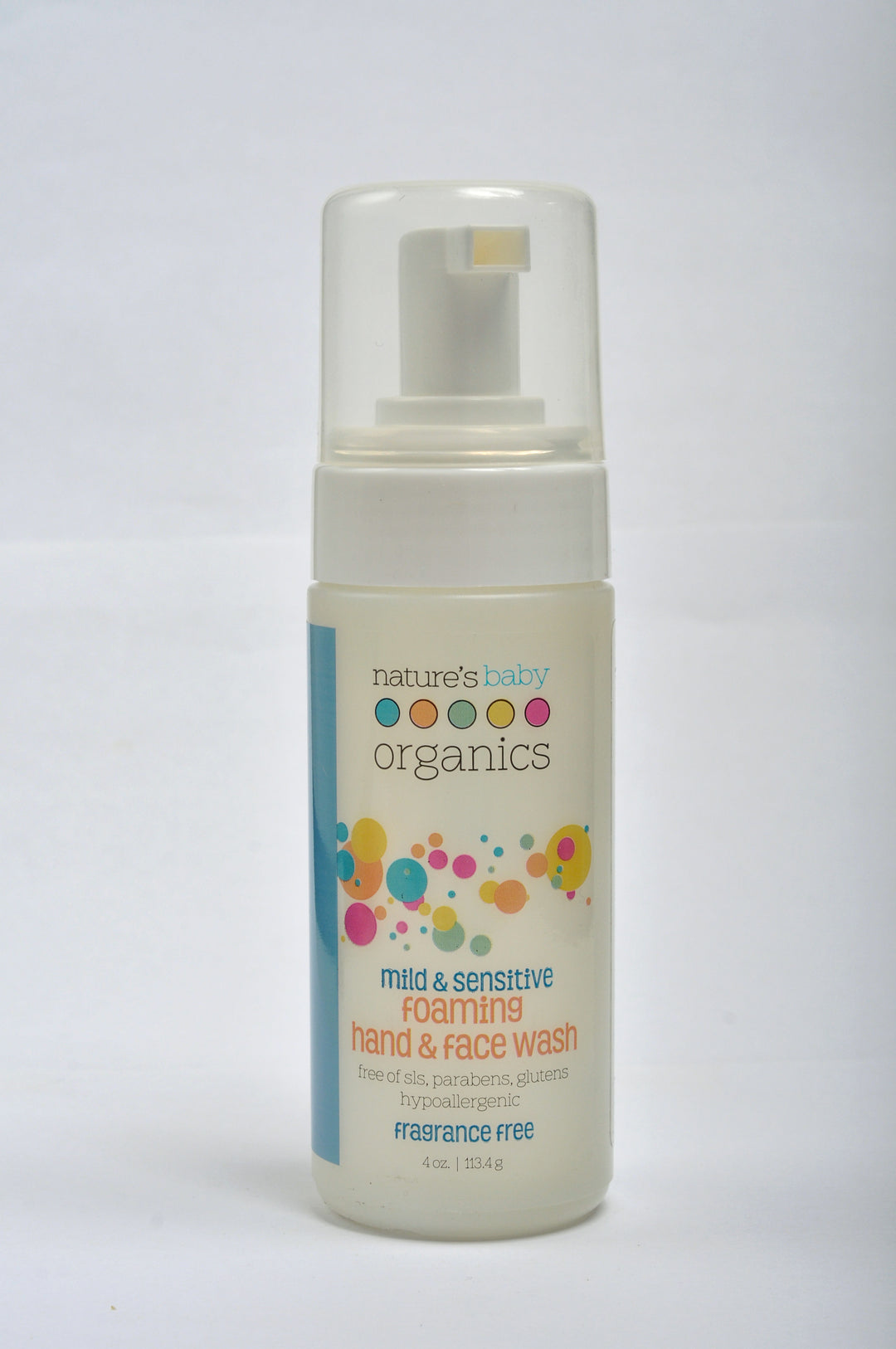 Nature’s Baby Organics Foaming Hand & Face wash, Formulated for Sensitive Skin, Tear Free, No SLS & pH Neutral, Fragrance Free, 4 oz