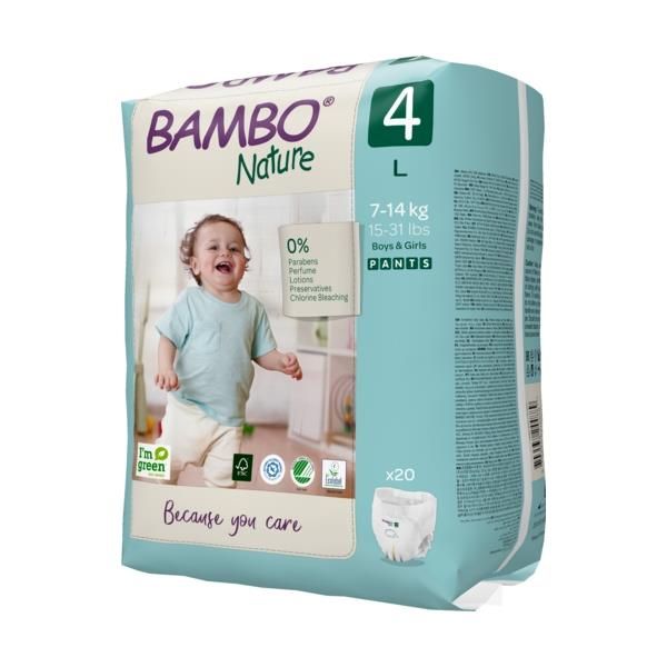 Bambo Nature Premium Eco Diapers Pants - SIZE 4 (7-14KG) Pack of 20 pcs